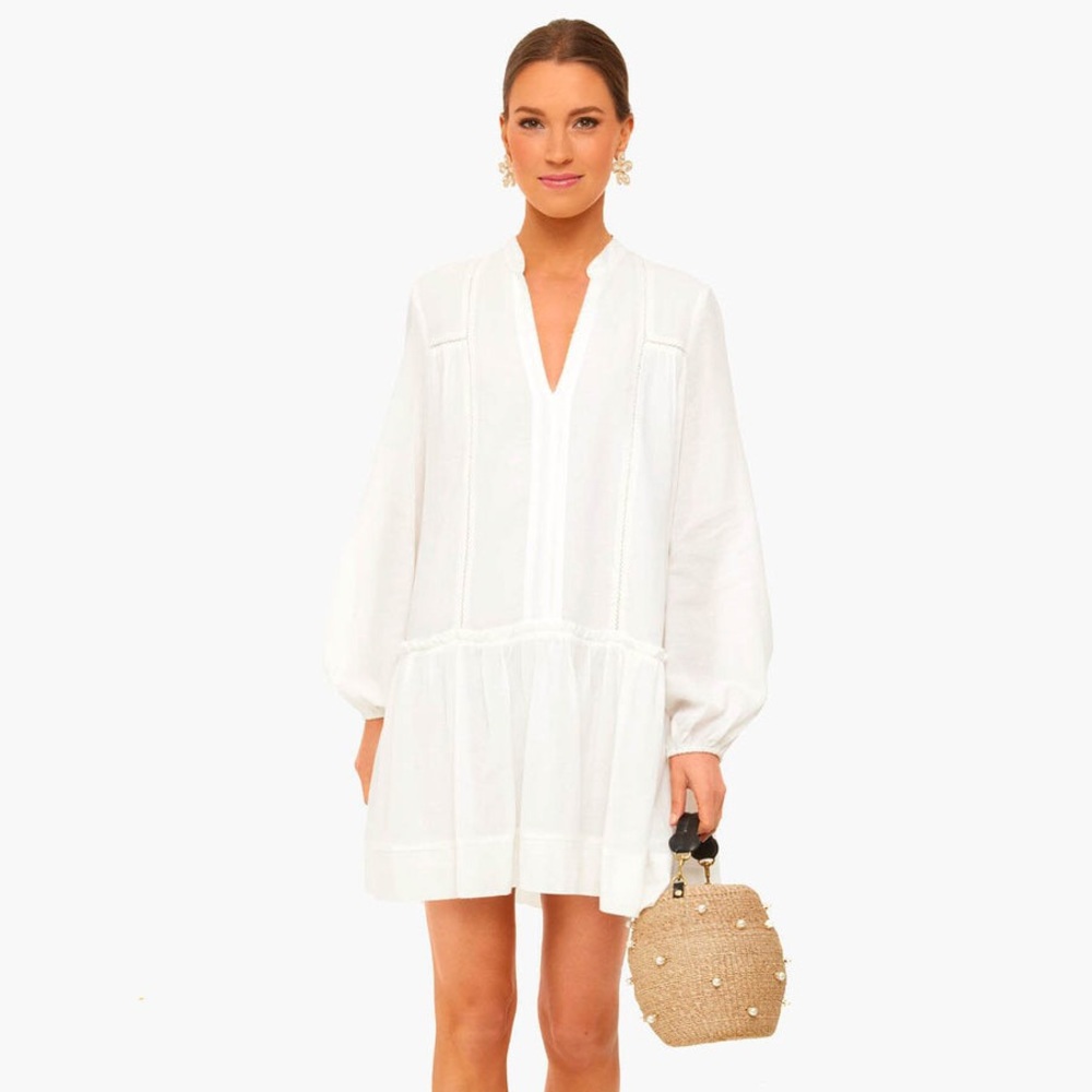 $179 TUCKERNUCK / POMANDER PLACE Ophelia Beaded Cotton Tunic Shirt Dress